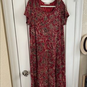Peruvian Connection Burgundy Floral Maxi Dress